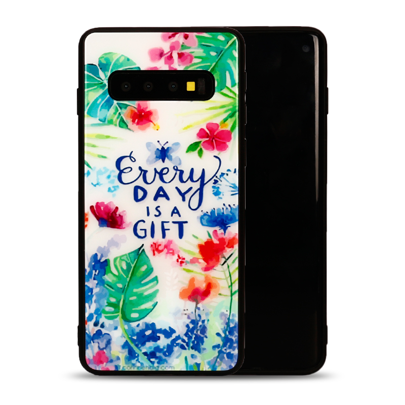 Galaxy S10 Design Tempered Glass Hybrid Case (GIFT)